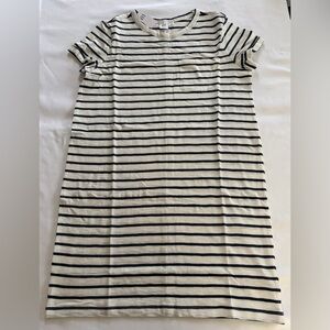 GAP Black White Striped T-Shirt Dress XS Petite Pocket